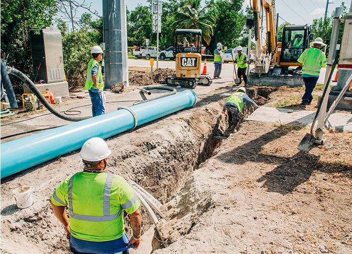 Construction workers at work